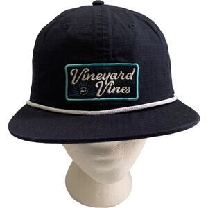 Vineyard Vines Script Patch Logo Ripstop Snapback Adjustable Hat Cap Brand New